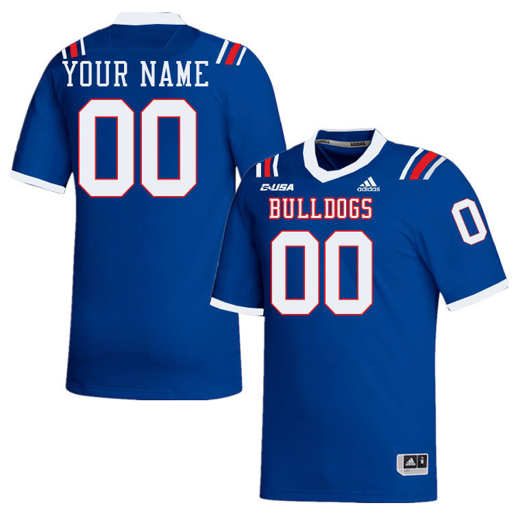 Custom Louisiana Tech Bulldogs Player's Name And Number Football Jersey-Blue